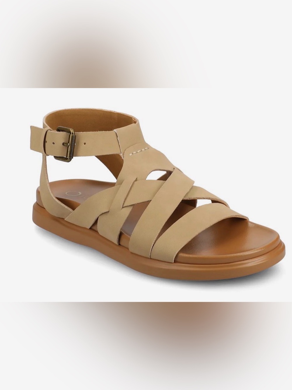 New! Journee Collection Beige/Tan Crisscross Strappy Sandals